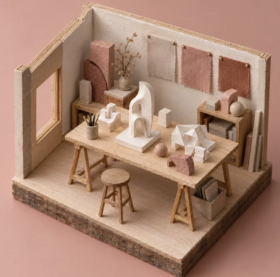 Illustration of marketing and creative businesses equipment and workspace