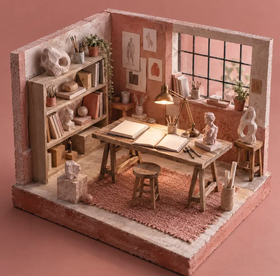 Illustration of marketing and creative businesses equipment and workspace